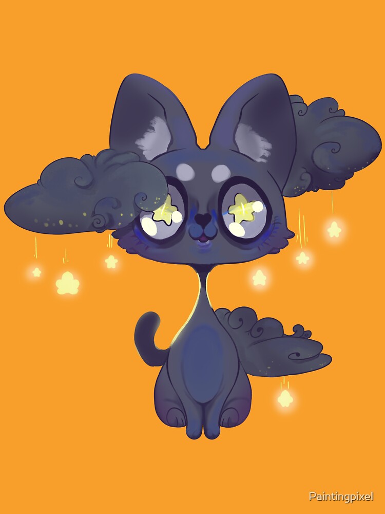 Space Kawaii Black cat by Paintingpixel