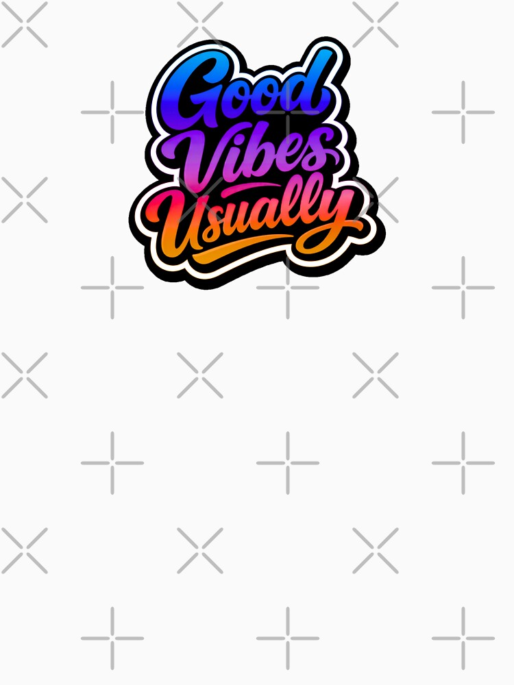 Good Vibes Usually Retro Funny Quote Typography - Blue Purple Orange by Rock Bottom Press
