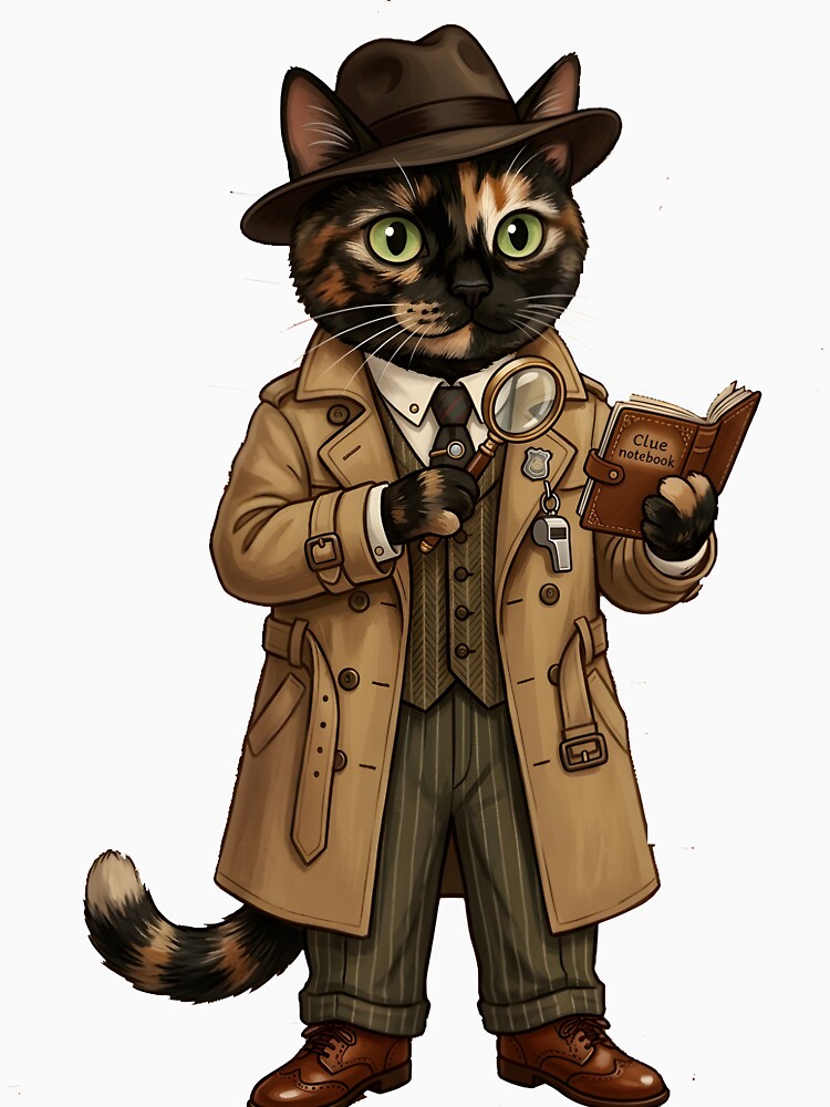 Detective Tortoiseshell Cat Mystery Investigator Noir Kitty by Martin's_Design
