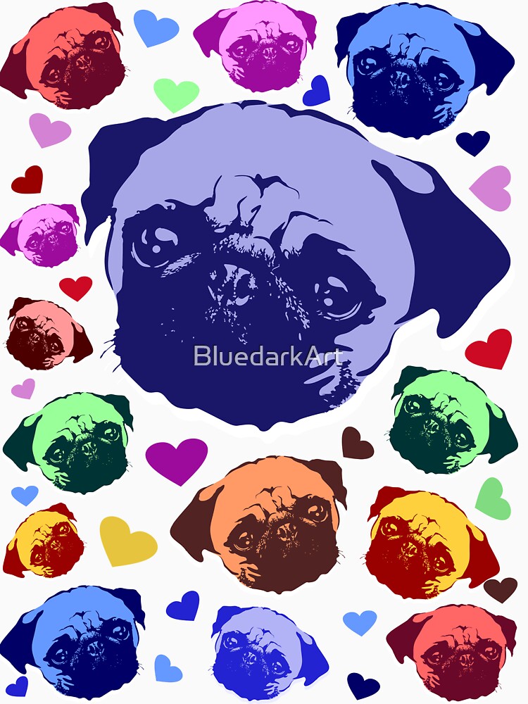 Pug Puppy Dog Love Hearts Pattern by BluedarkArt