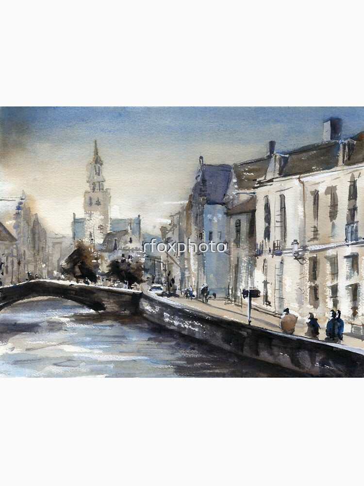 Watercolor painting of Bruges Belgium art. by rfoxphoto