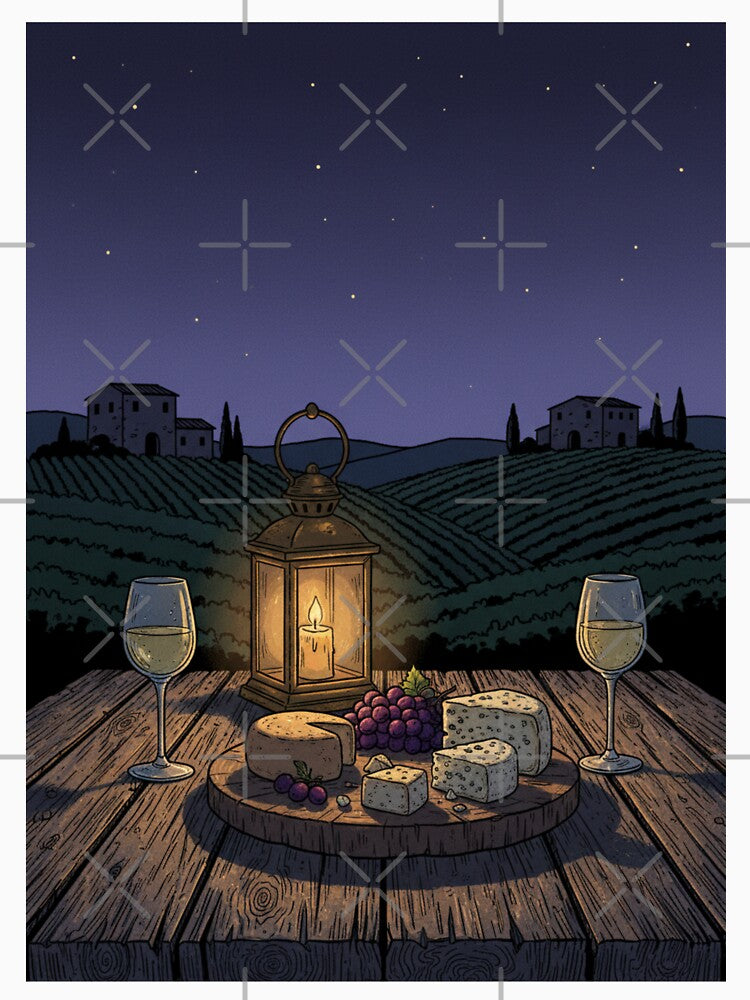 Table in a Vineyard at Sunset – Romantic Scene by HeyHas