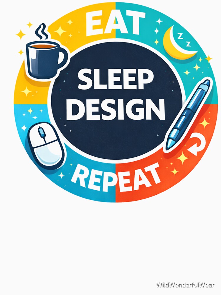 Eat Sleep Design Repeat – Funny Graphic Designer & Digital Artist Shirt by WildWonderfulWear