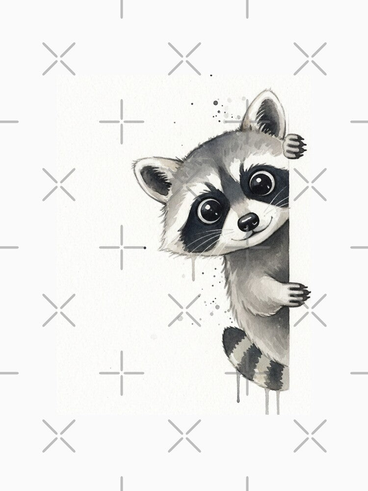 Raccoon meme funny cute kawaii pet animal watercolor by CheeseBlueprint