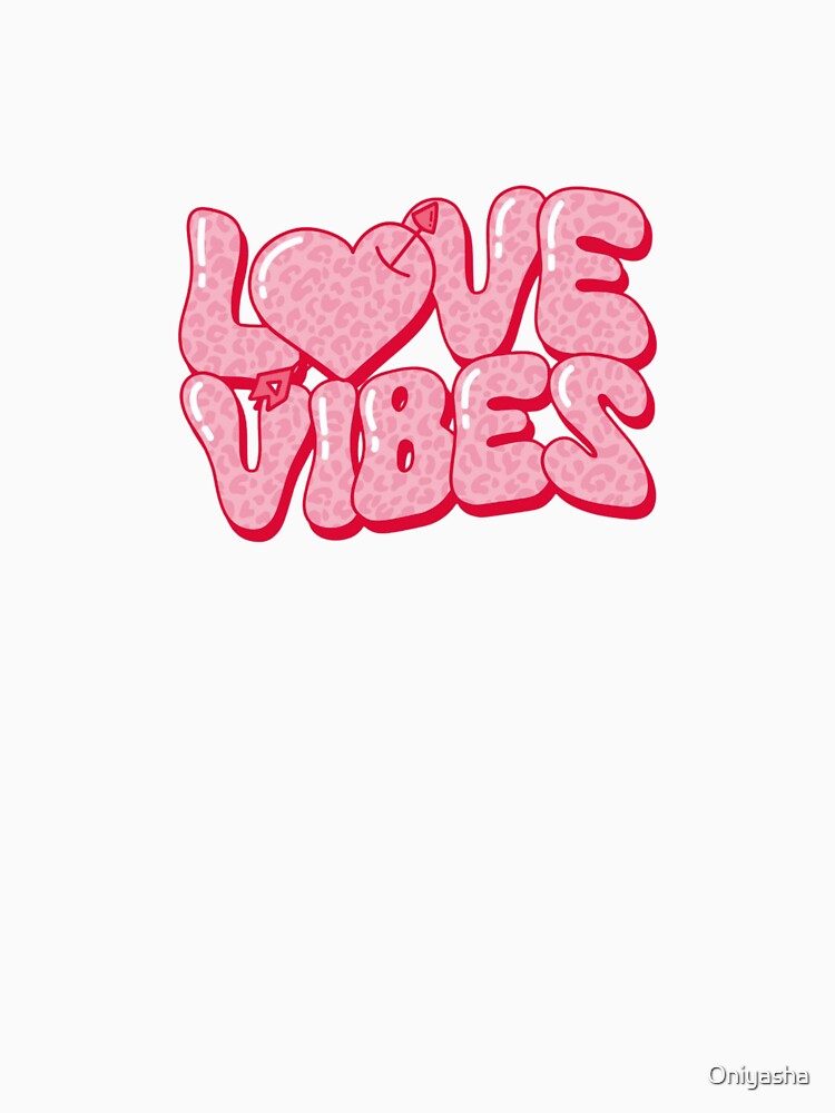 Love Vibes Pink Leopard Heart Retro Typography by Oniyasha