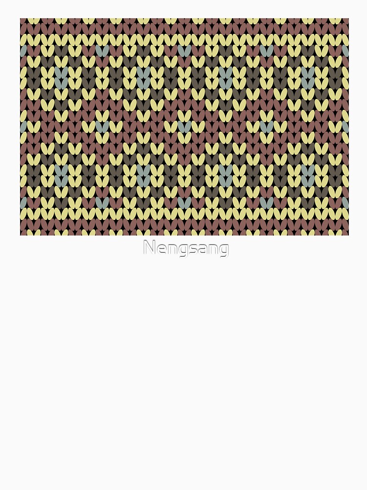 Native ethnic knitted pattern in brown and yellow tones, winter sweater style. by Nengsang