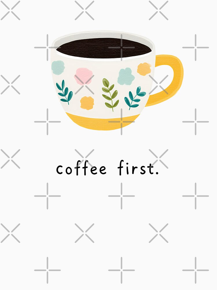 Coffee First Floral Coffee Cup Icon Illustration by BobaBunny76