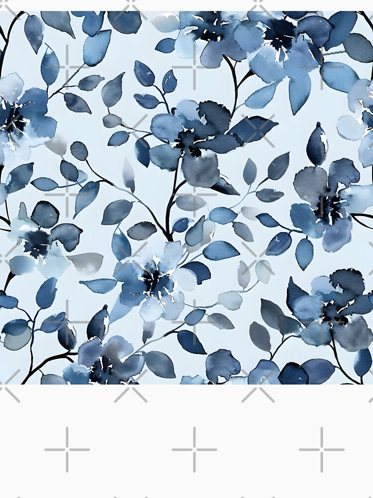 Seamless watercolor blue flower print by dcrc