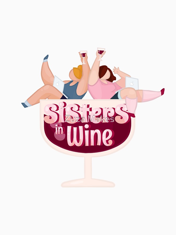 Sisters in Wine - Funny Wine Stickers Kawaii Style by Zuza Makes