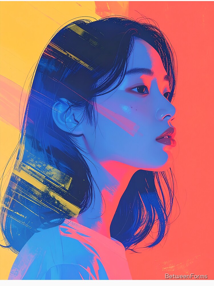 Vibrant Pop Art Woman Side Profile by BetweenForms