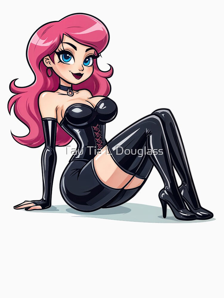 Pink Haired Glam Latex Girl by Tau Tia L Douglass