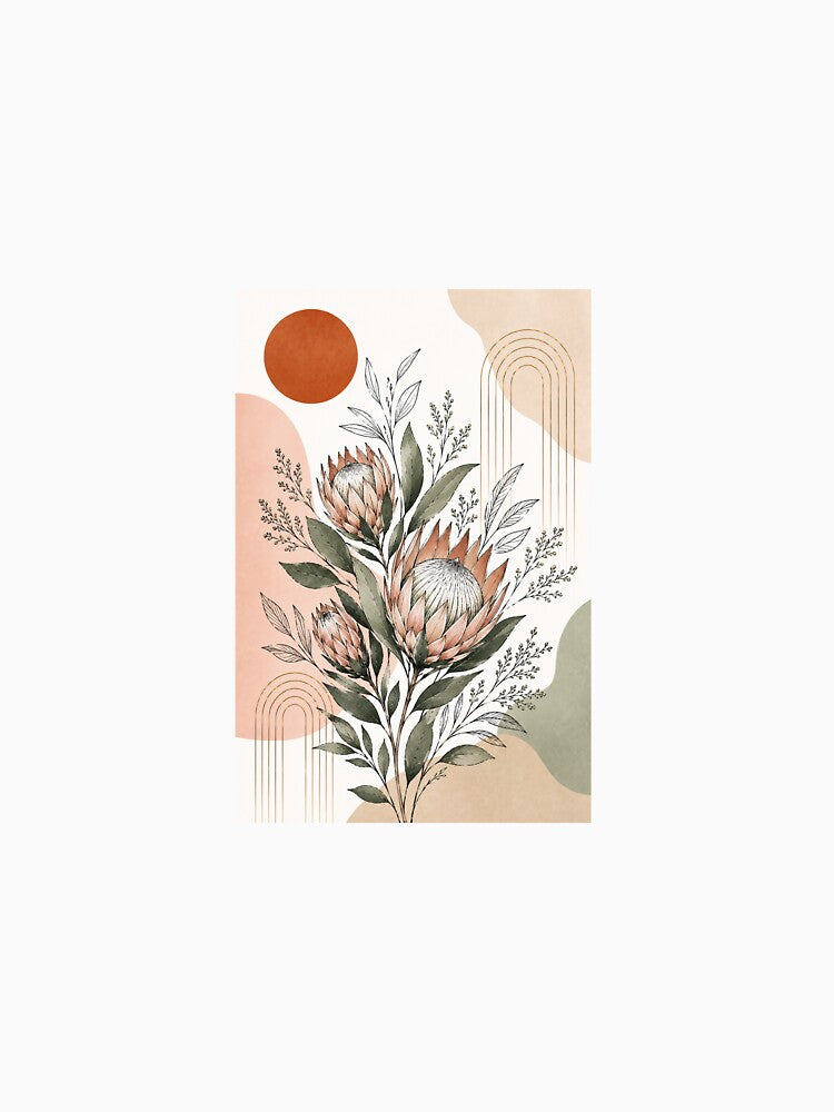 Minimalist Boho Protea Floral Print by AlexGreaney