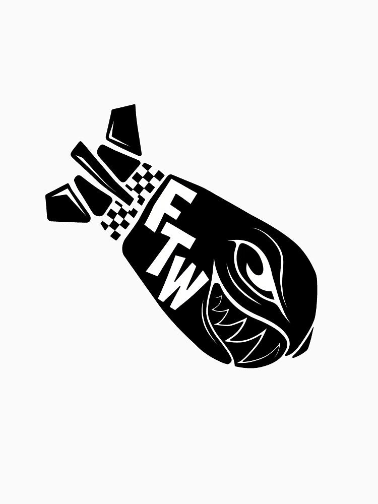 FTW Retro Bomb Tattoo - Shark Mouth Nose Art by 1001T-Shirt
