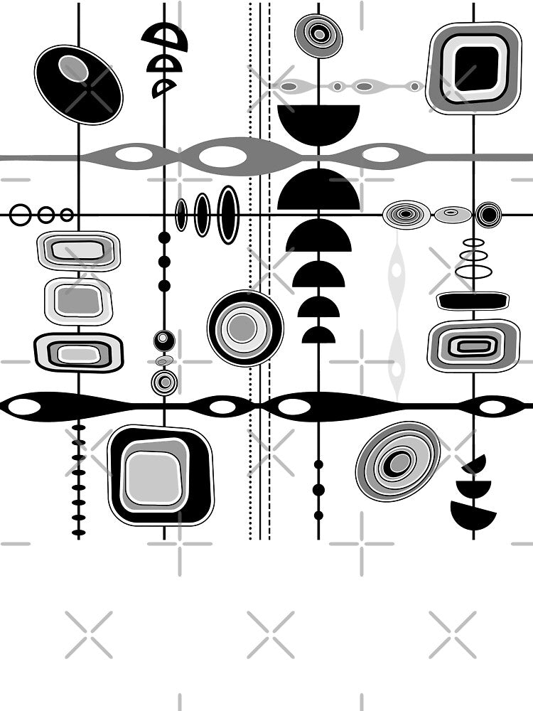 Mid Century Modern Print - Black White Gray by Elsy's Art