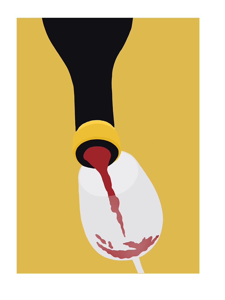Red wine pouring into glass by Natural Wine Art