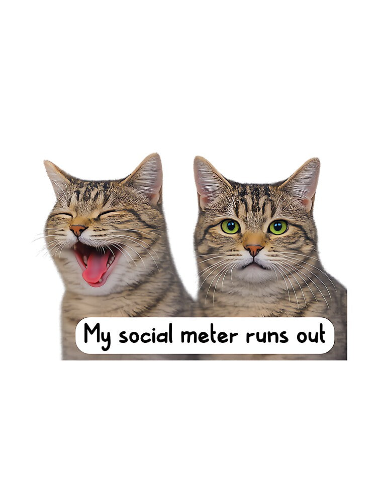 Neurospicy My Social Meter Runs Out Funny Introvert Cat Meme Premium Tri-Blend by JohnVBurks