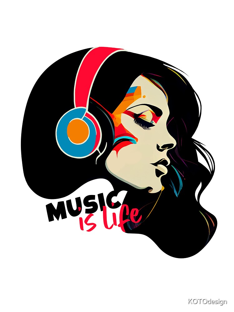 Beautiful Girl with Headphones in the Style of Pop Art by KOTOdesign