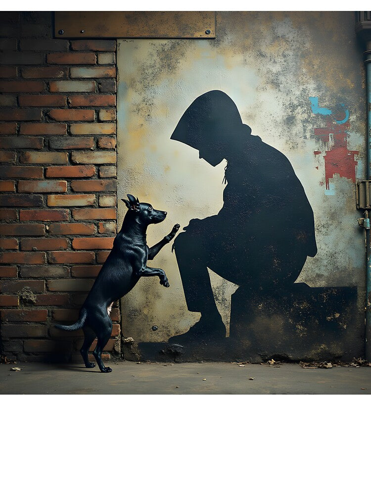 Silent Connection – Street Art Shadow & Dog by Huskyyy Designs