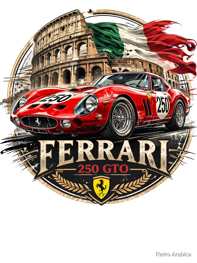 Italian Classic Car Rome Colosseum Vintage Poster by Retro Arabica