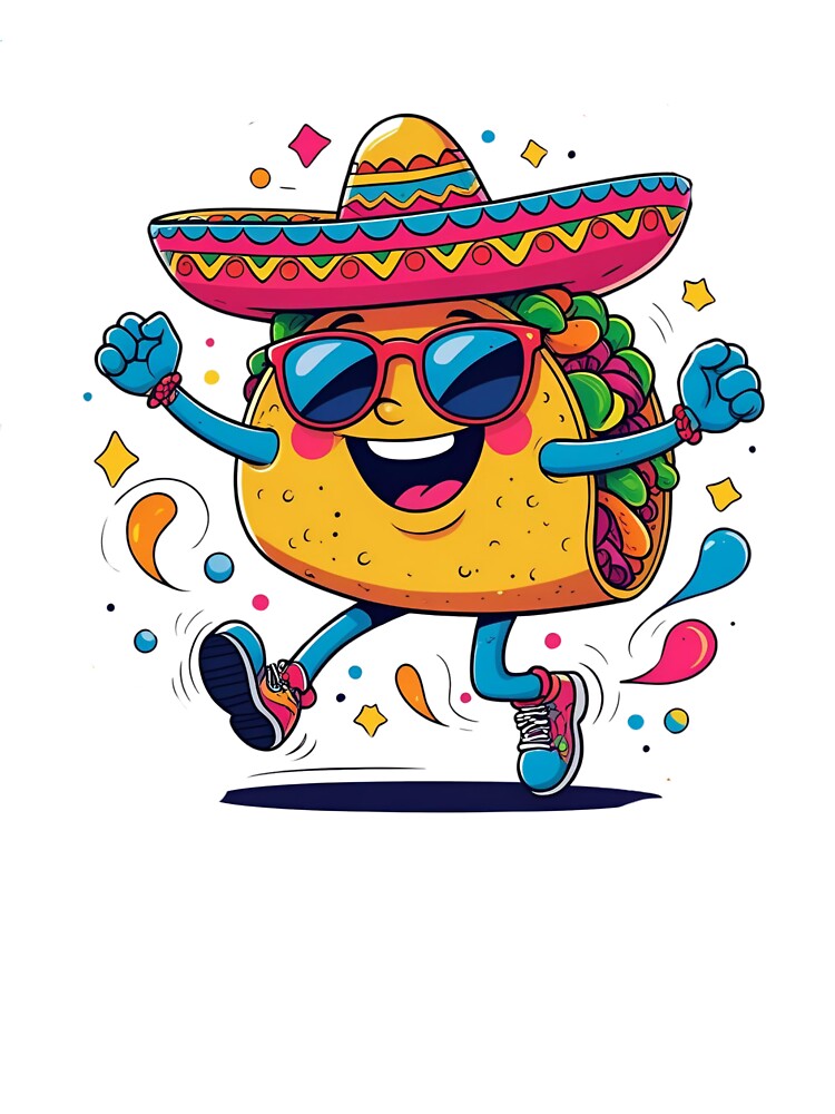 "Funny Dancing Taco with Sombrero – Cute Mexican Food Cartoon by Cgriffin18