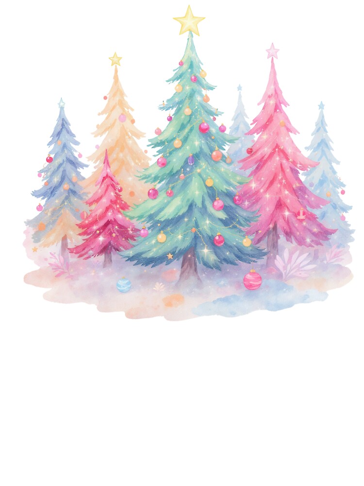 Pastel Christmas Tree Watercolor by RiffCoDesigns