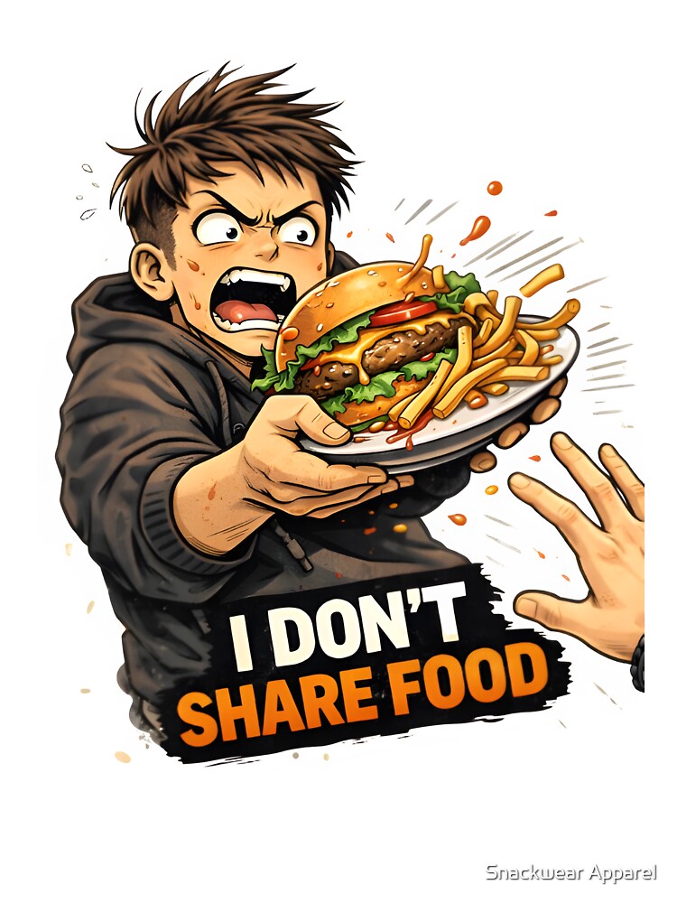 I Don’t Share Food – Funny Food Meme Cartoon Design by Snackwear Apparel