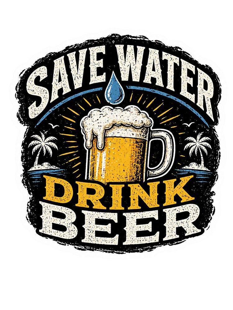Save Water Drink Beer Sticker – Funny Beer Quote, Drinking Humor Design by LazyMoodStudio