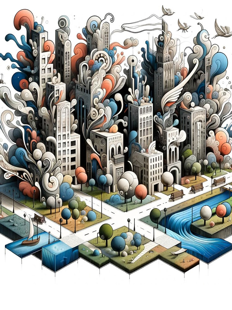 Whimsical Cityscape by yovevbdeou