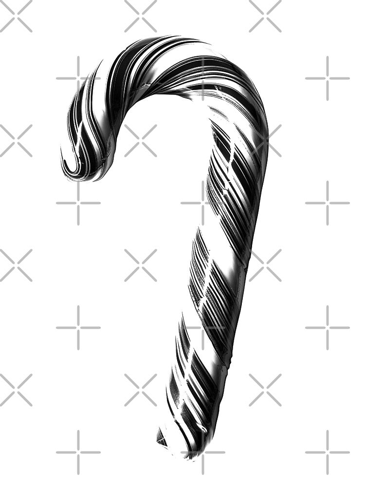 Black and White Candy Cane – Minimalist Christmas Art by inkoutninja