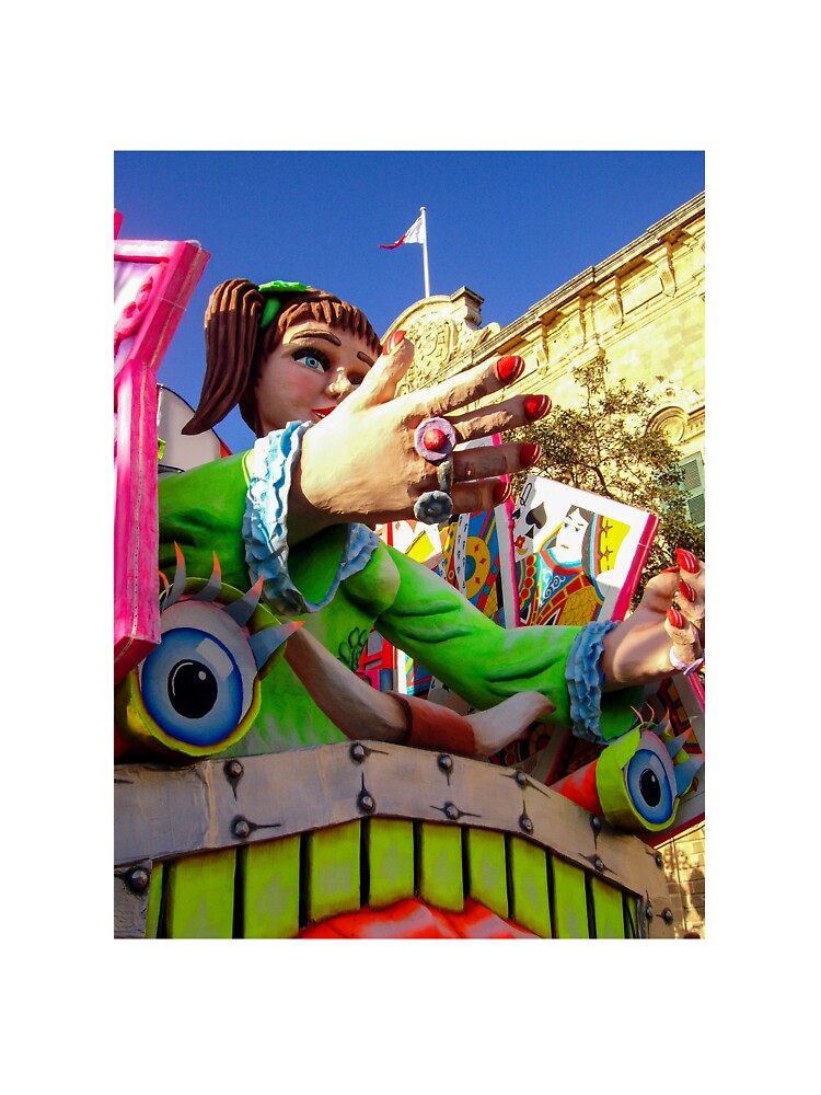 Colorful Giant Puppet Float With Playing Cards At Outdoor Carnival Parade Festival by Nmallia