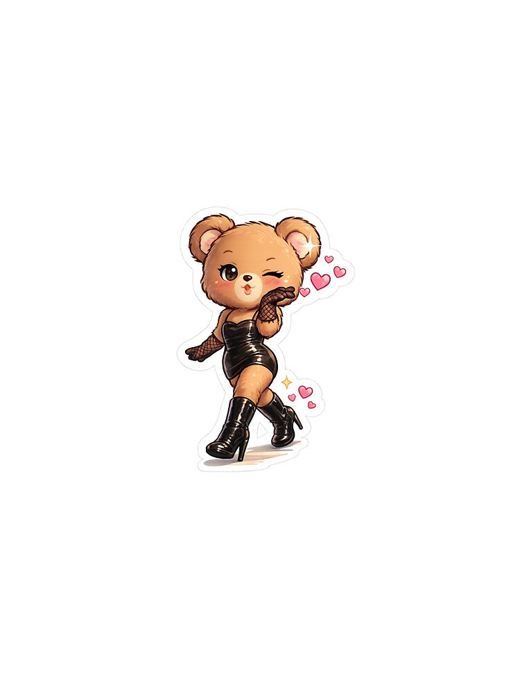 Sassy Teddy Slay – Chibi Fashionista Bear Sticker ??✨ by SparkVault