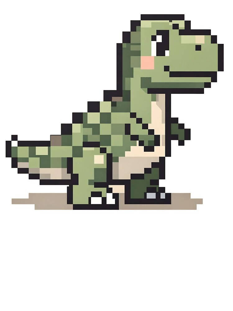 Cute Pixel Dinosaur – Retro 8-Bit Dino Pixel Art by onlin3boutiqu3
