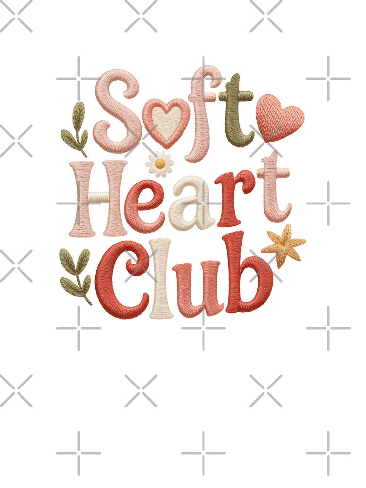 Adorable embroidered typography design from the Soft Heart Club by FusiTink