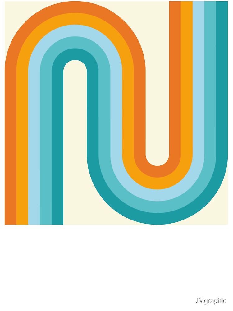 Geometric Arches Retro Style - Turquoise blue and Orange by JMgraphic