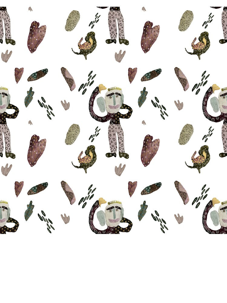Cartoon Man heart abstract seamless pattern by Yana Mustafina | Boho Soulful Designs