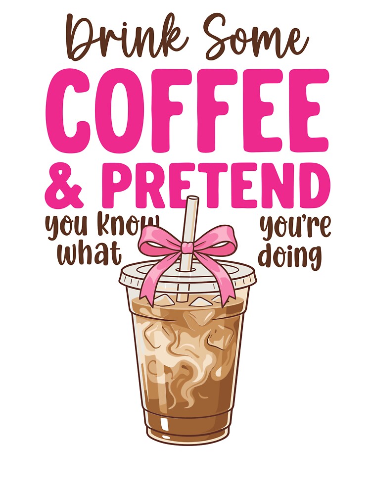 Funny Preppy Iced Coffee Pink Bow Coffee Lover by KroghDs