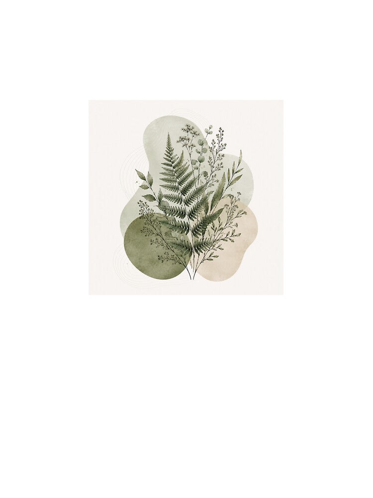 Minimalist Organic Sage Green Fern Print by AlexGreaney