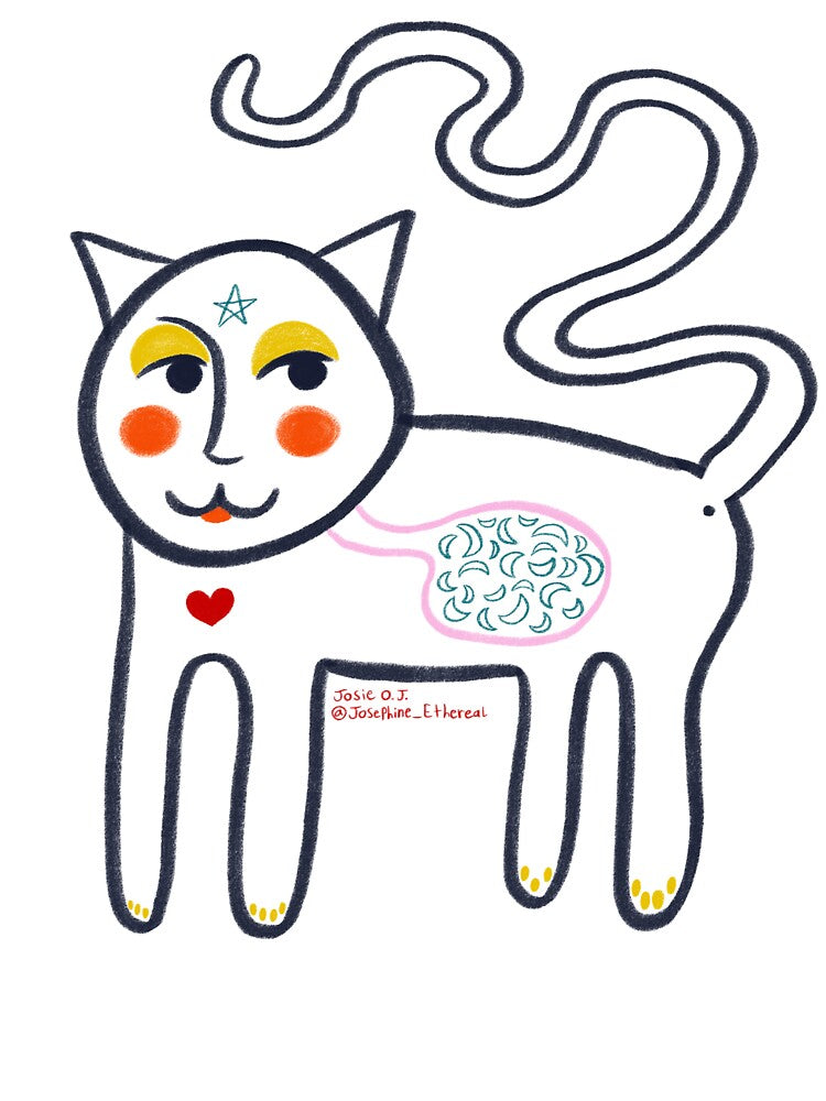 Stomach full of moons cat by Josephine Ethereal