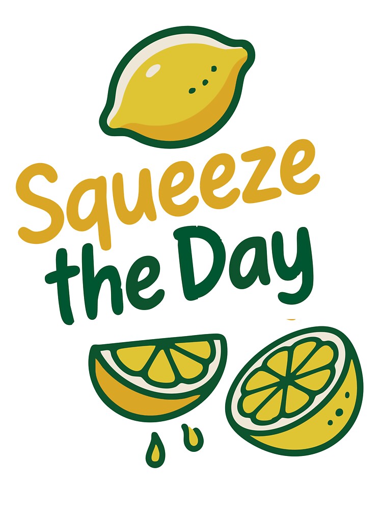 Squeeze the Day Funny Lemon Pun Sticker by Hermits-Loft