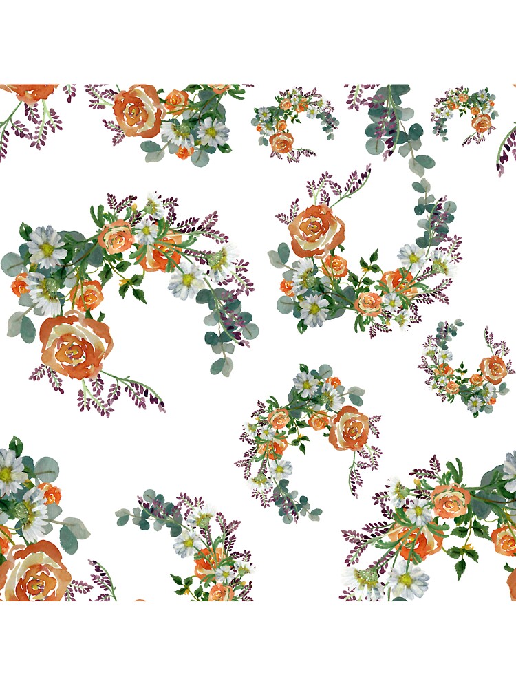 Flower rose daisy branch pattern a watercolor by Yana Mustafina | Boho Soulful Designs