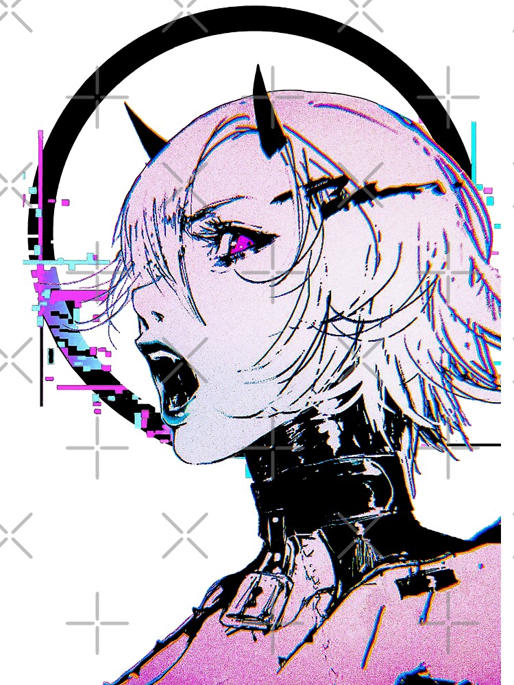 Cyberpunk Glitch Girl Orb Vaporwave Style by OWLvision33
