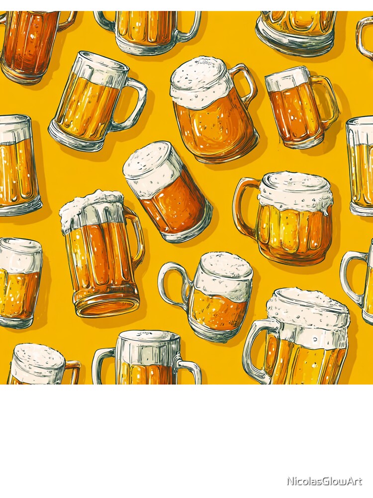 Frothy Beer Mugs Pattern Ale Lager Drinker by NicolasGlowArt