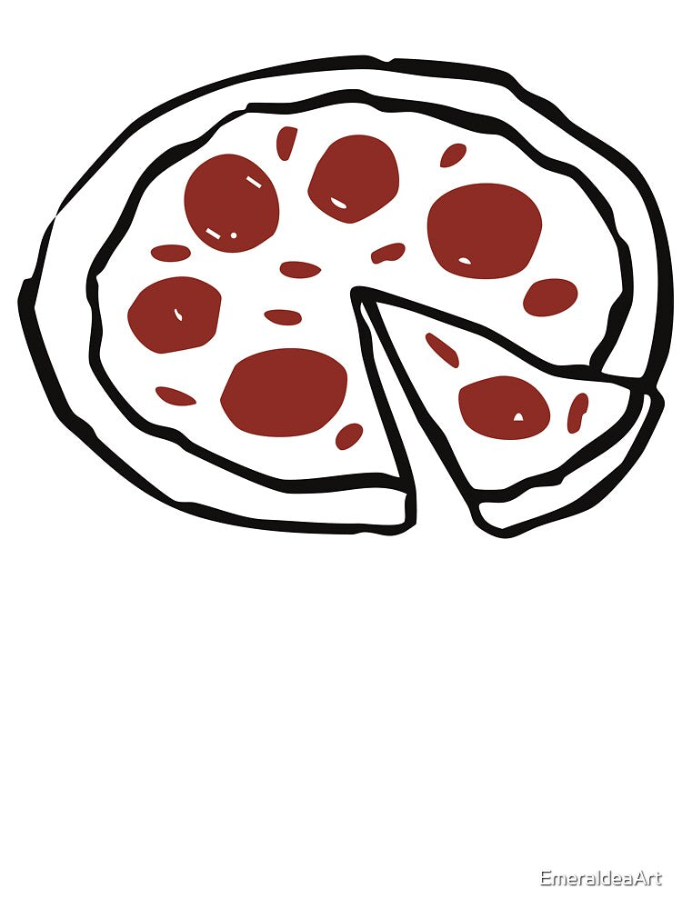 Italian Pizza Doodle – Black Line Art Illustration by EmeraldeaArt