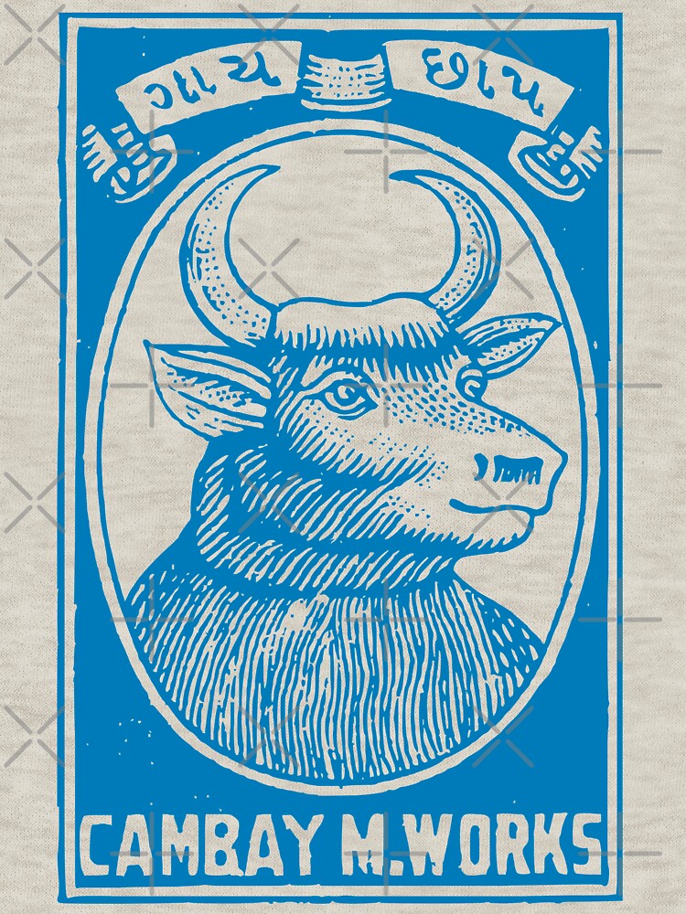 Blue Bulls Head / Indian Matchbox Art by Roger-C