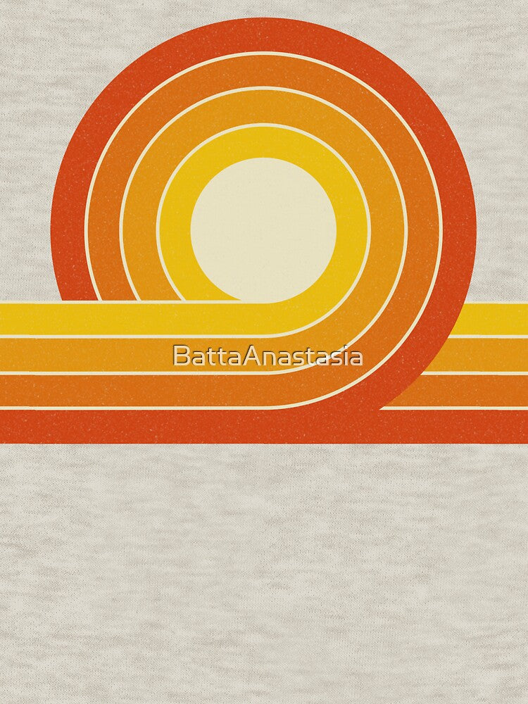Yellow and orange retro style circles and lines by BattaAnastasia
