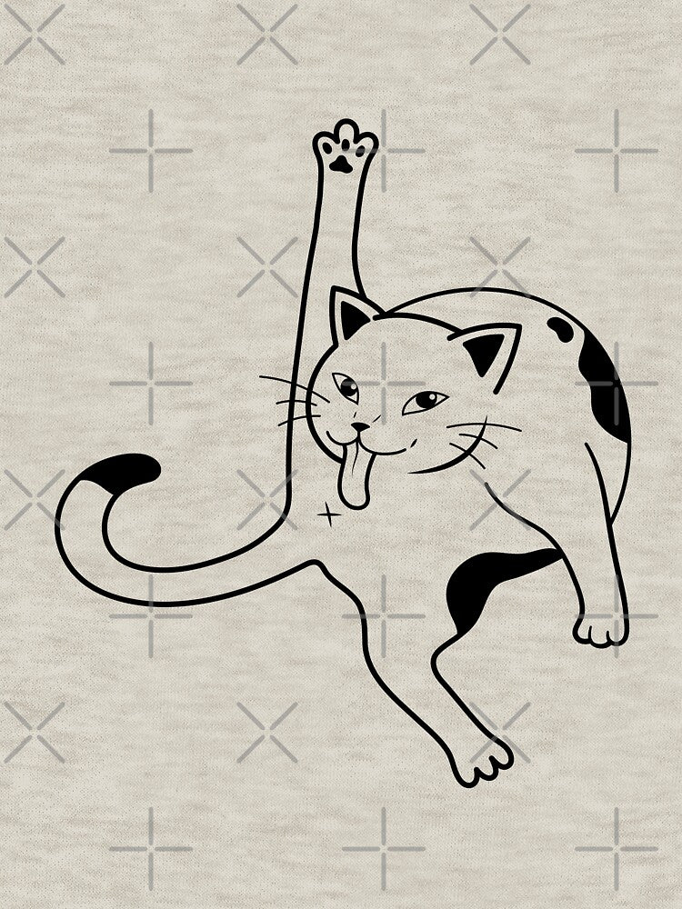 Black and White Cat Licking Itself Funny Cat by Amir  Kaddour
