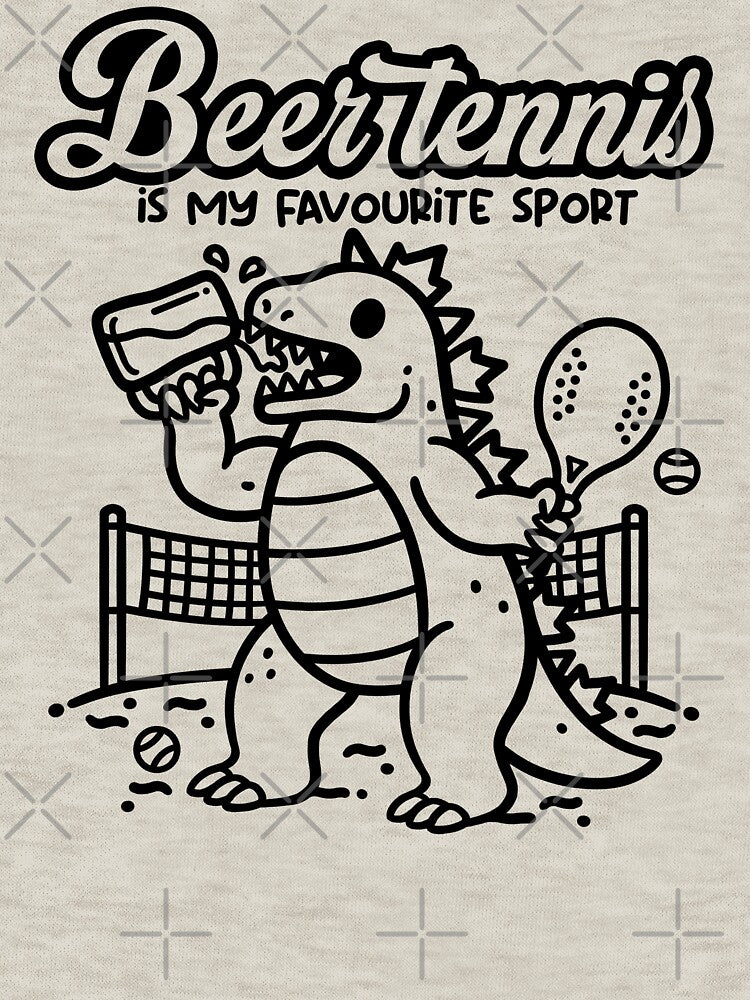Beer Tennis Is My Favourite Sport - Funny Godzilla Dinosaur Beach Tennis by NemiMakeit