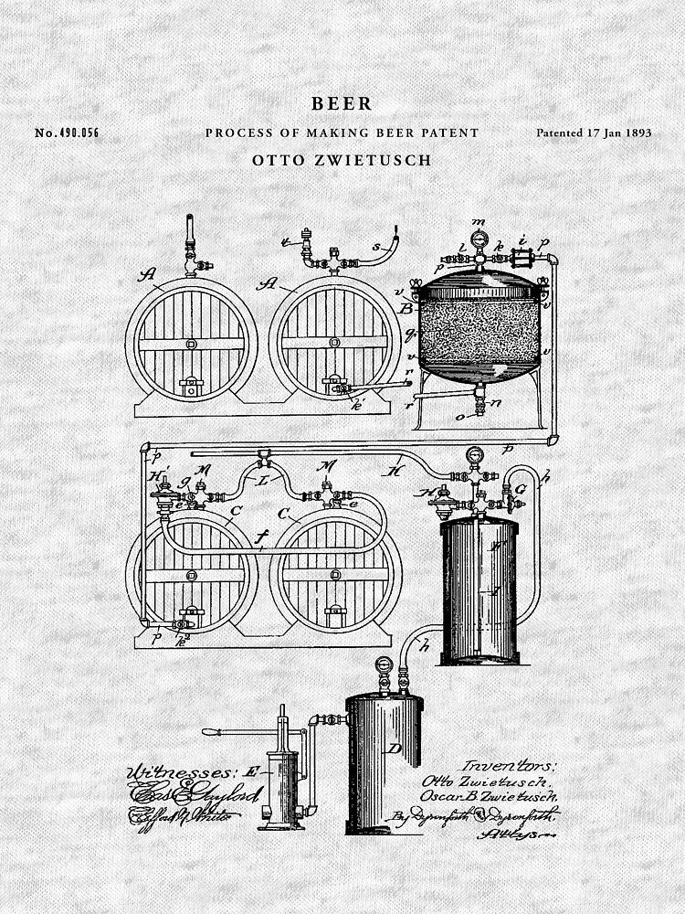 Beer Patent Drawing Blueprint by Vintago