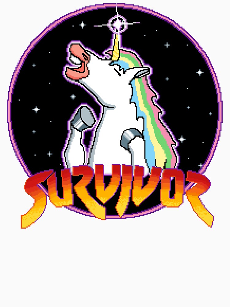 Neighing survivor pixel unicorn white T-shirt by MediumWave