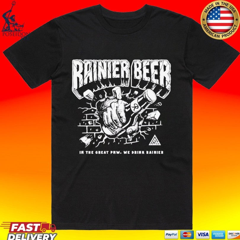 Rainier Beer Sasquatch Smash In The Great Pnw We Drink Rainier T-shirt